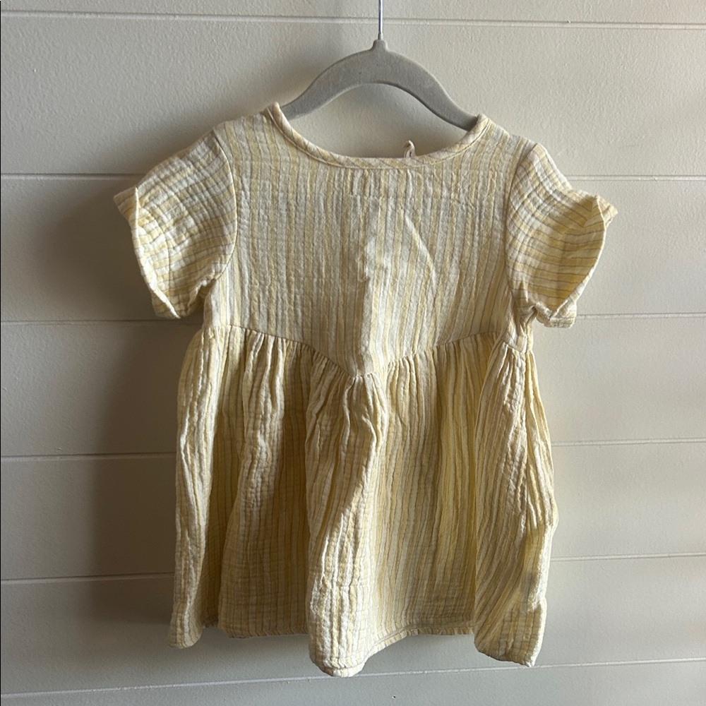 Quincy Mae Cream and Yellow Baby Dress